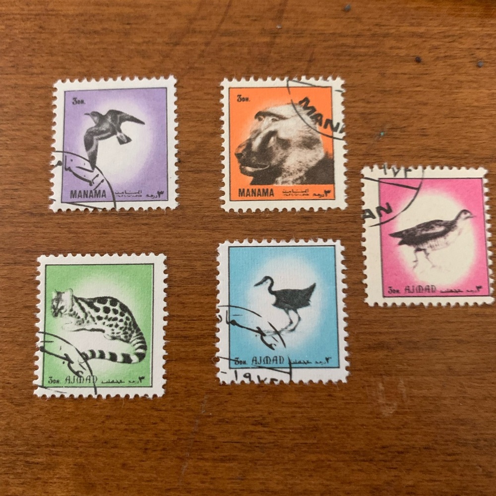 Vintage Manama & Helvetia Stamps